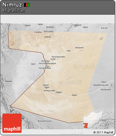 Satellite 3D Map of Nimruz, desaturated