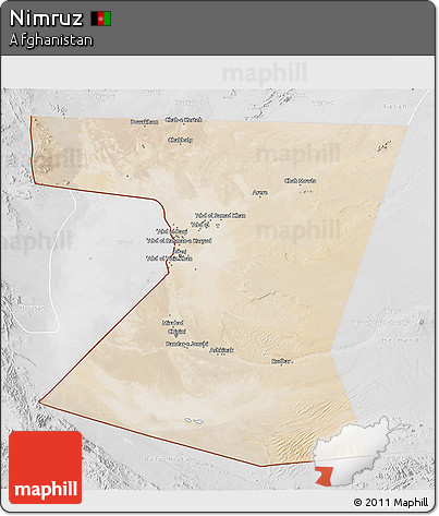 Satellite 3D Map of Nimruz, lighten, desaturated