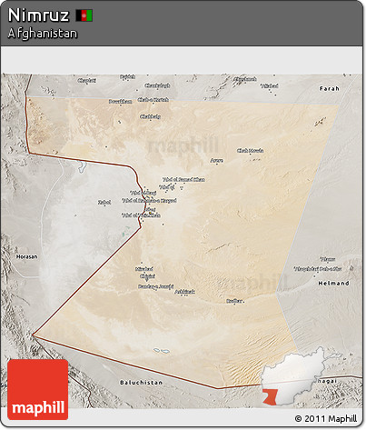 Satellite 3D Map of Nimruz, semi-desaturated