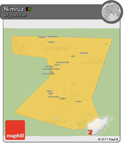 Savanna Style 3D Map of Nimruz, single color outside