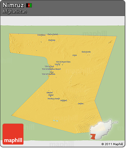 Savanna Style 3D Map of Nimruz, single color outside