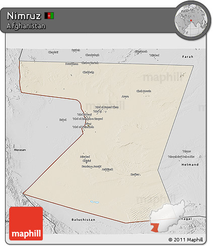 Shaded Relief 3D Map of Nimruz, desaturated