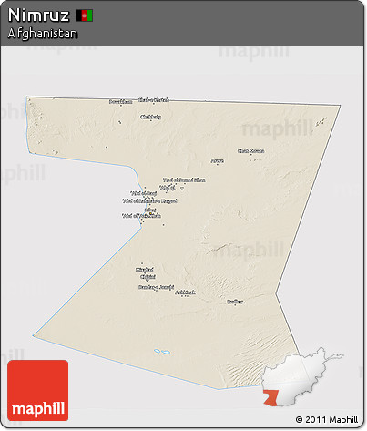 Shaded Relief 3D Map of Nimruz, single color outside