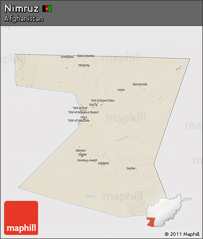 Shaded Relief 3D Map of Nimruz, single color outside