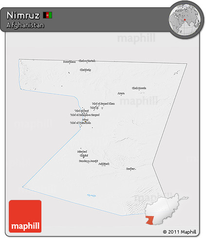 Silver Style 3D Map of Nimruz, single color outside