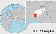Gray Location Map of Nimruz, highlighted country, within the entire country