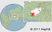 Savanna Style Location Map of Nimruz, highlighted country, within the entire country, hill shading