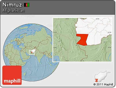 Savanna Style Location Map of Nimruz, highlighted country, hill shading