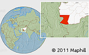 Savanna Style Location Map of Nimruz, highlighted country, hill shading