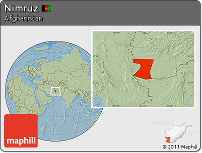 Savanna Style Location Map of Nimruz, hill shading