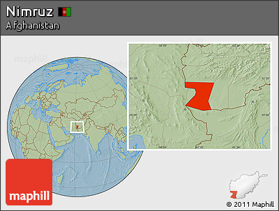 Savanna Style Location Map of Nimruz, hill shading