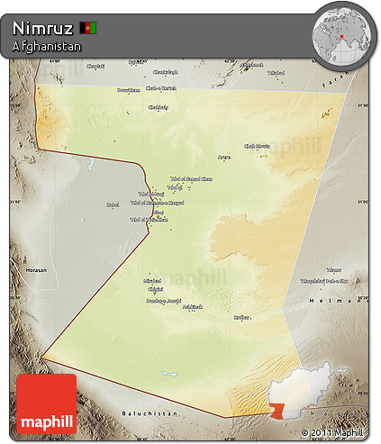 Physical Map of Nimruz, semi-desaturated