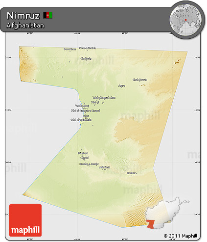 Physical Map of Nimruz, single color outside