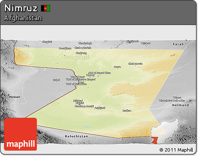 Physical Panoramic Map of Nimruz, desaturated