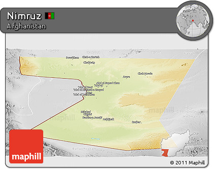 Physical Panoramic Map of Nimruz, lighten, desaturated