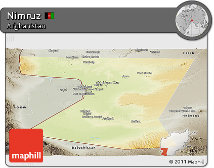 Physical Panoramic Map of Nimruz, semi-desaturated