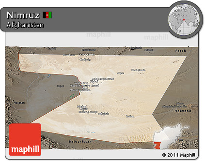 Satellite Panoramic Map of Nimruz, darken
