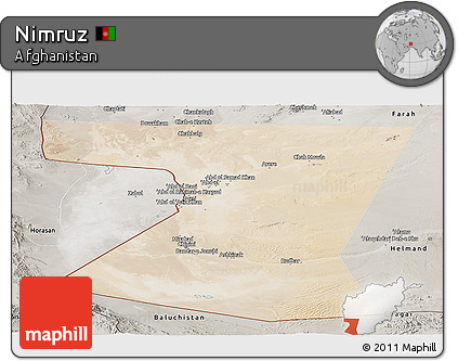 Satellite Panoramic Map of Nimruz, semi-desaturated