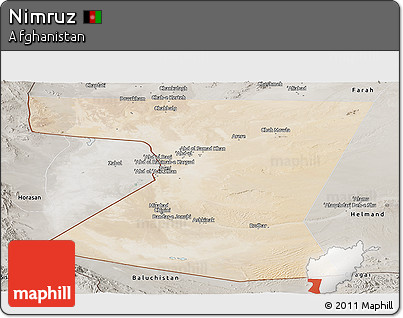 Satellite Panoramic Map of Nimruz, semi-desaturated
