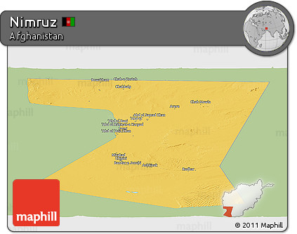 Savanna Style Panoramic Map of Nimruz, single color outside