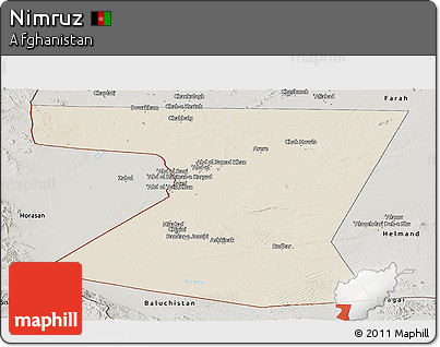 Shaded Relief Panoramic Map of Nimruz, semi-desaturated