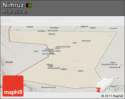 Shaded Relief Panoramic Map of Nimruz, semi-desaturated