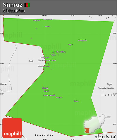 Political Simple Map of Nimruz, single color outside, borders and labels