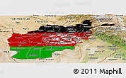 Flag Panoramic Map of Afghanistan, satellite outside, flag rotated