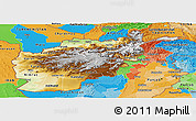Physical Panoramic Map of Afghanistan, political outside, shaded relief sea