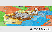 Physical Panoramic Map of Afghanistan, political shades outside, shaded relief sea