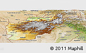 Physical Panoramic Map of Afghanistan, satellite outside, shaded relief sea