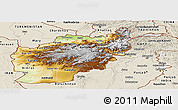 Physical Panoramic Map of Afghanistan, shaded relief outside