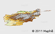 Physical Panoramic Map of Afghanistan, single color outside, bathymetry sea, shaded relief sea