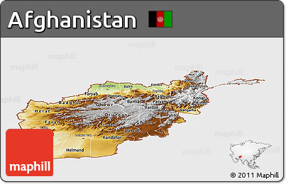 Physical Panoramic Map of Afghanistan, single color outside