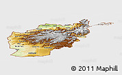 Physical Panoramic Map of Afghanistan, single color outside, satellite sea
