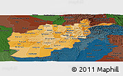 Political Shades Panoramic Map of Afghanistan, darken
