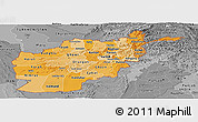 Political Shades Panoramic Map of Afghanistan, desaturated