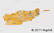 Political Shades Panoramic Map of Afghanistan, single color outside