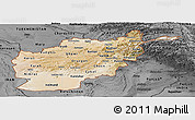 Satellite Panoramic Map of Afghanistan, darken, desaturated
