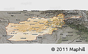 Satellite Panoramic Map of Afghanistan, darken, semi-desaturated