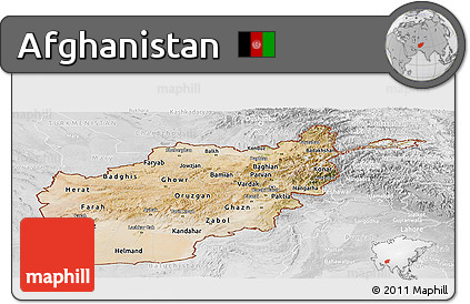 Satellite Panoramic Map of Afghanistan, lighten, desaturated