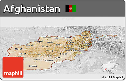Satellite Panoramic Map of Afghanistan, lighten, desaturated
