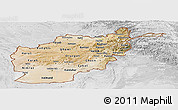 Satellite Panoramic Map of Afghanistan, lighten, desaturated