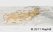 Satellite Panoramic Map of Afghanistan, lighten, semi-desaturated