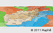 Satellite Panoramic Map of Afghanistan, political shades outside, satellite sea