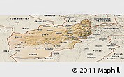 Satellite Panoramic Map of Afghanistan, shaded relief outside, satellite sea