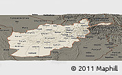 Shaded Relief Panoramic Map of Afghanistan, darken