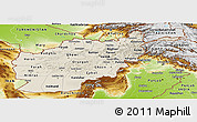 Shaded Relief Panoramic Map of Afghanistan, physical outside