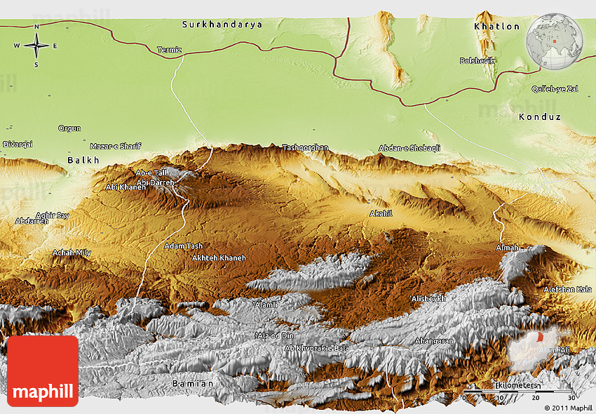 Physical Panoramic Map of Samangan