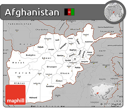 Gray Simple Map of Afghanistan